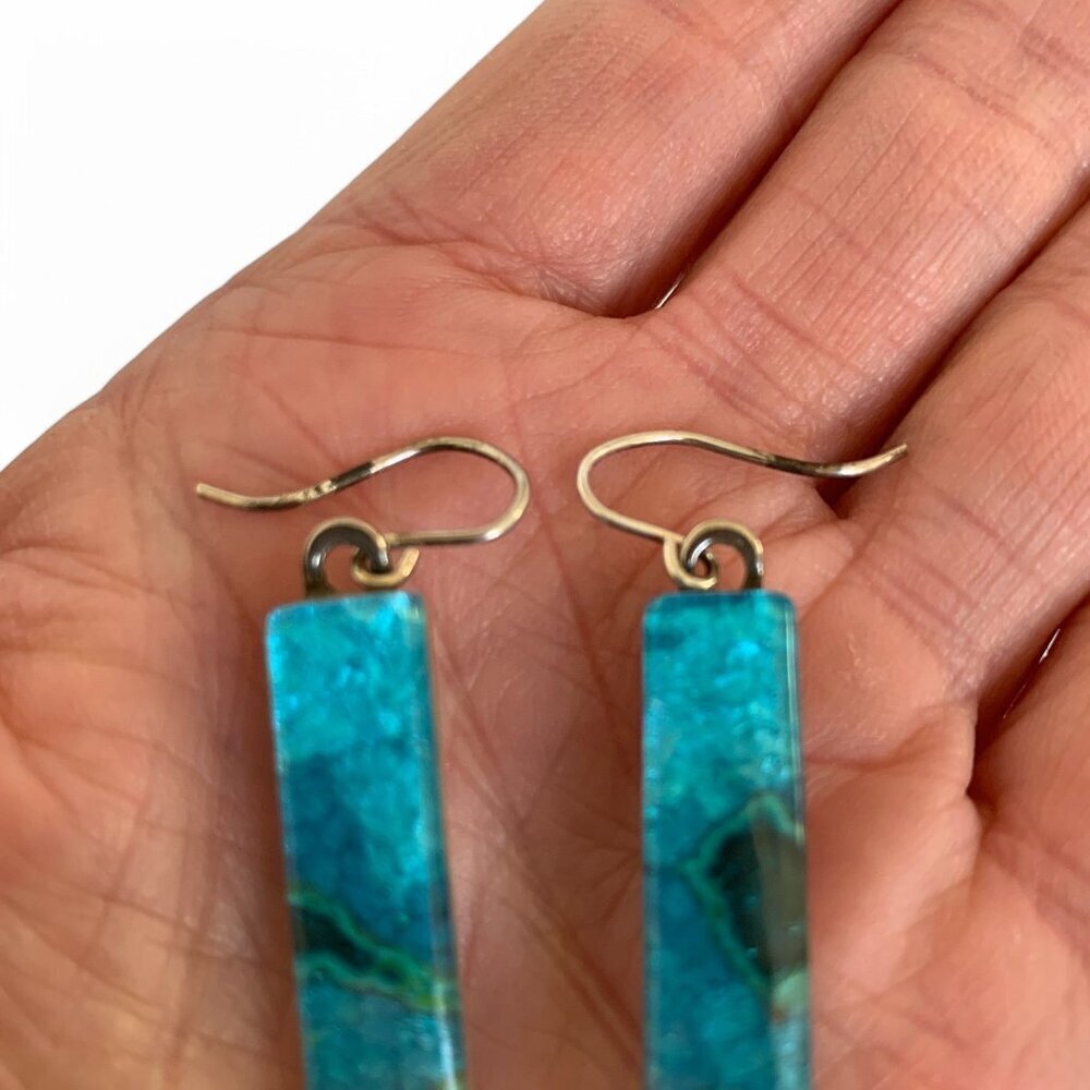 Handcrafted Phoenix Stone Rectangular Drop Earrin… - image 8